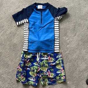 Two Hanna anderson swim trunks and rash guard size 110! Sold separately!